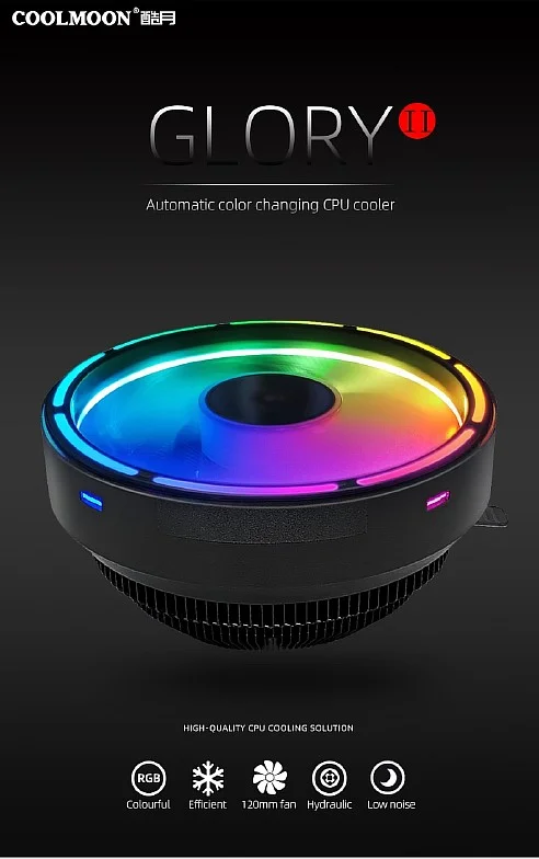 LED CPU COOLING FAN | COOLMOON | GLORY II CHANGING LED PATTERN- RGB - Image 3