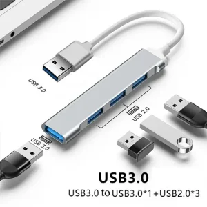 USB HUB 3.0 | 4 PORT | Aluminium (USB AND TYPE C:)